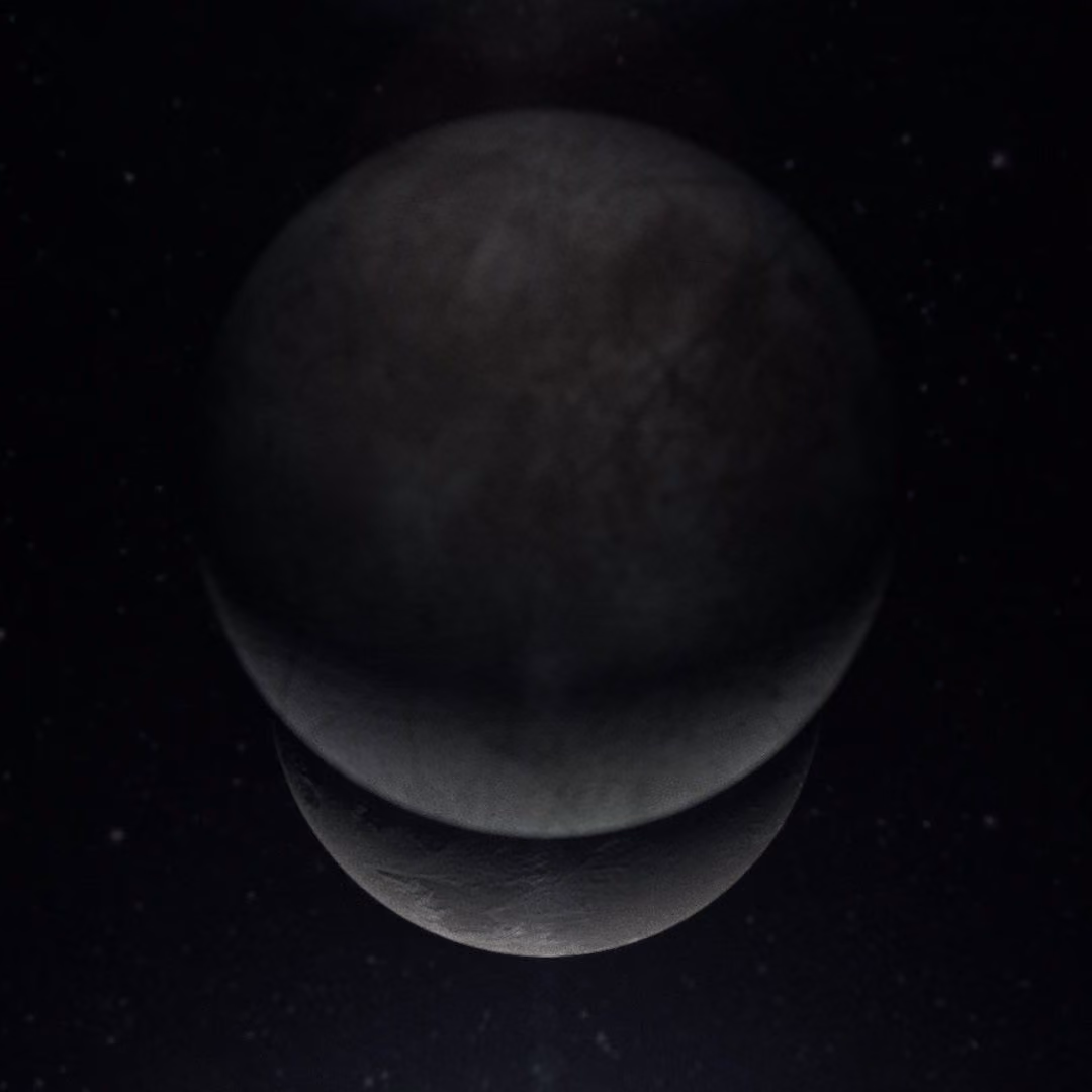 Forma esférica apenas visible sobre fondo casi negro